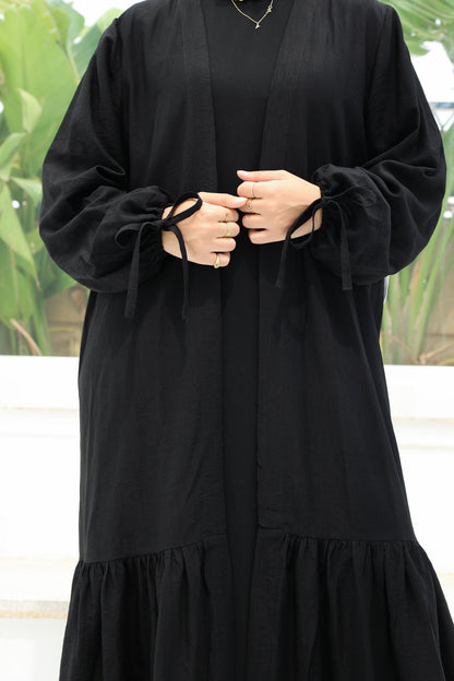 The Ruffled Cardigan in Black