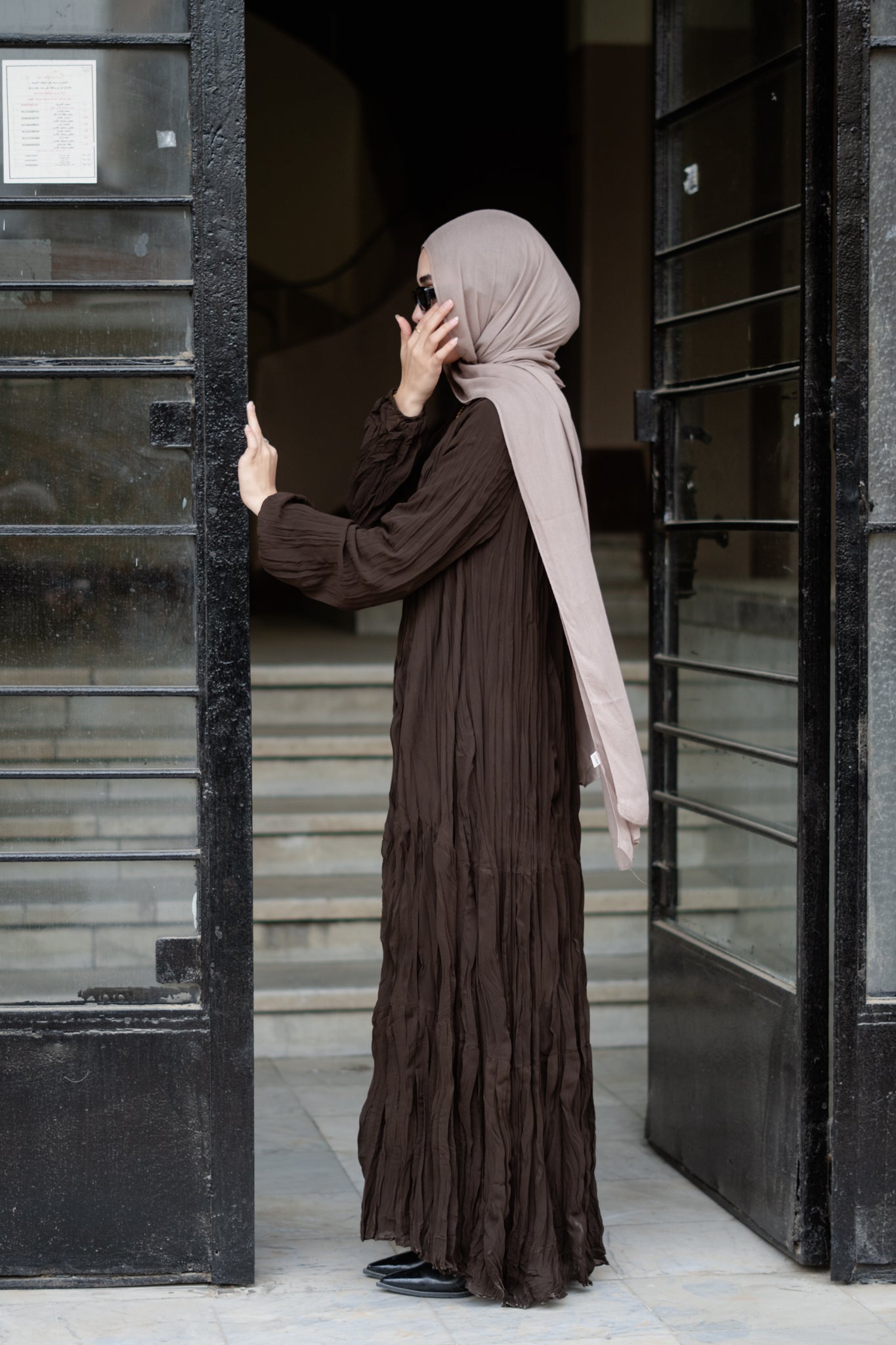 Asia Crushed Brown Dress