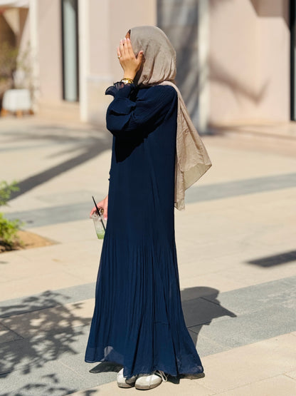 Fully Pleated Dress in Navy