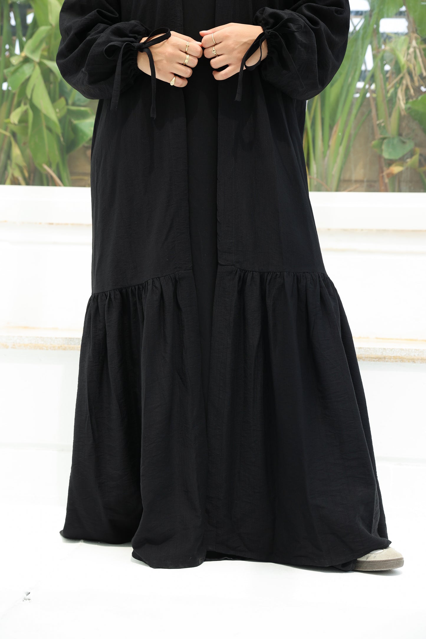 The Ruffled Cardigan in Black