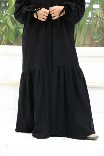 The Ruffled Cardigan in Black