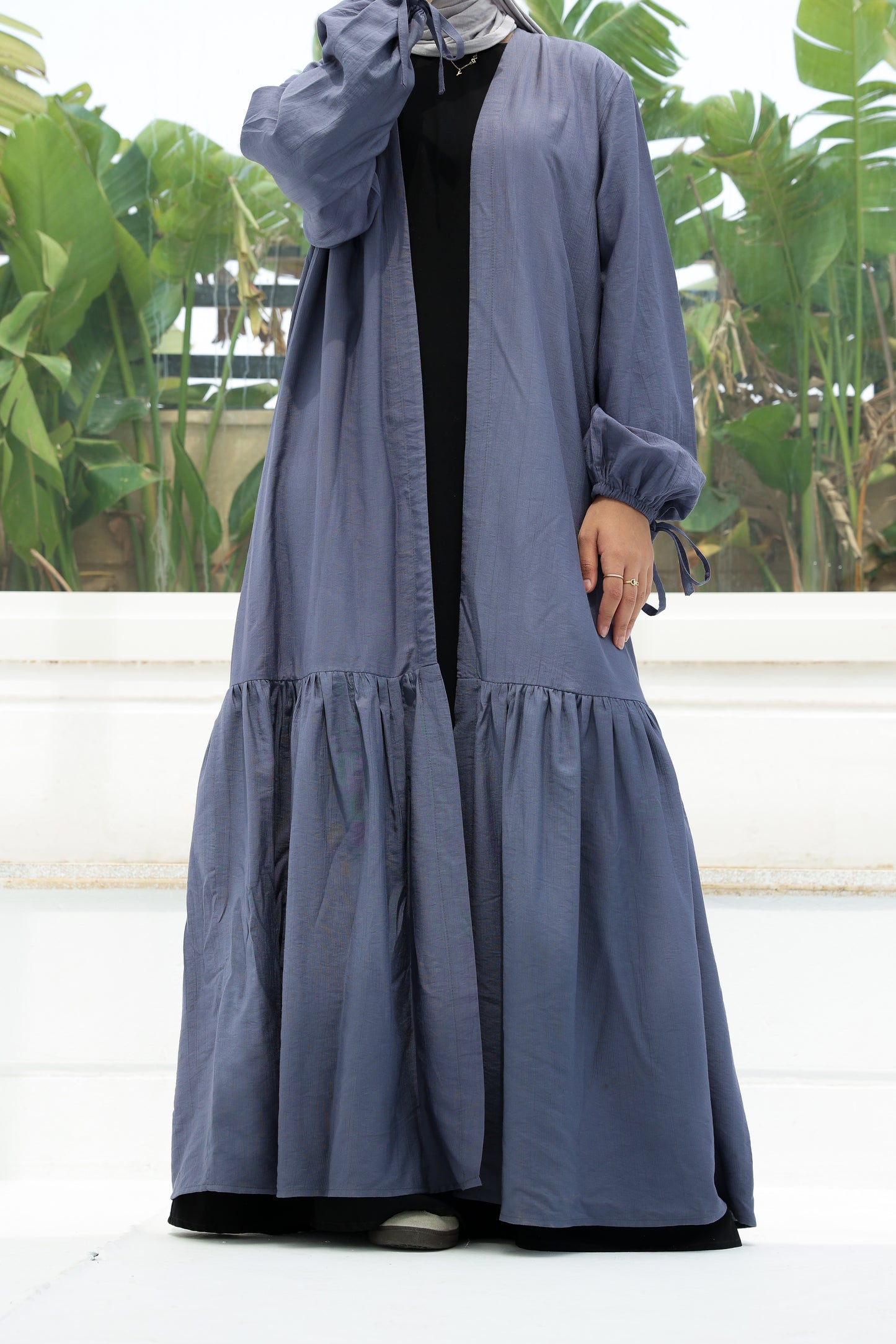 The Ruffled Cardigan in Blue