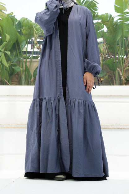 The Ruffled Cardigan in Blue