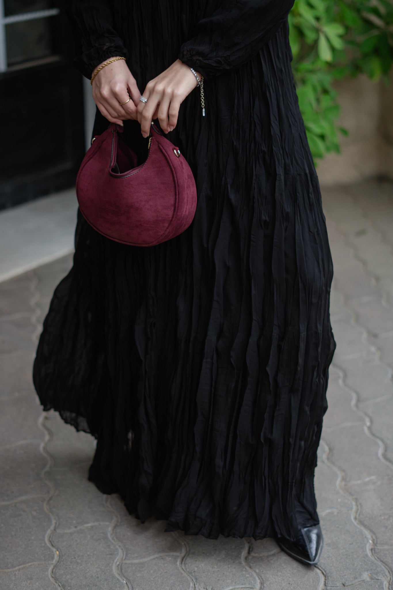 Asia Crushed Black Dress