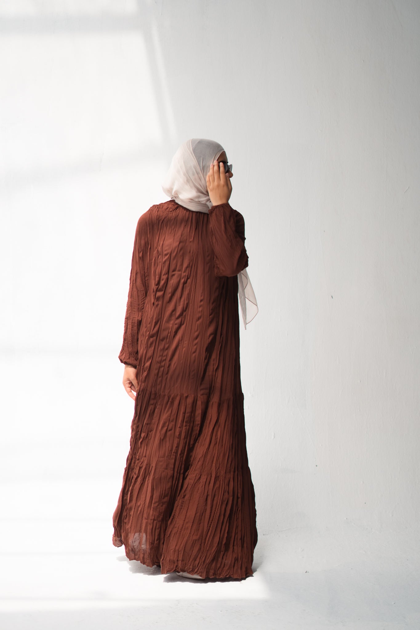 Asia Crushed Dress in Brick