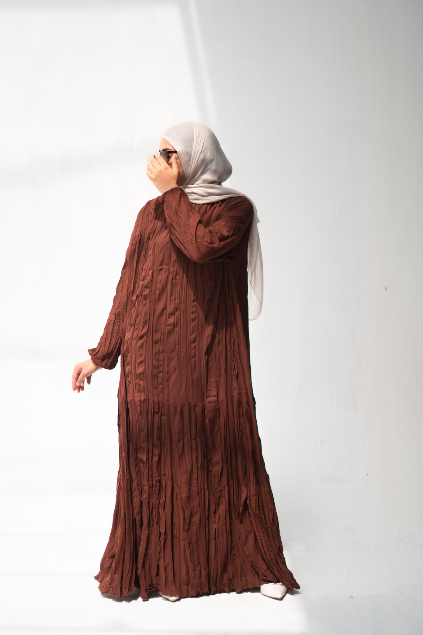 Asia Crushed Dress in Brick