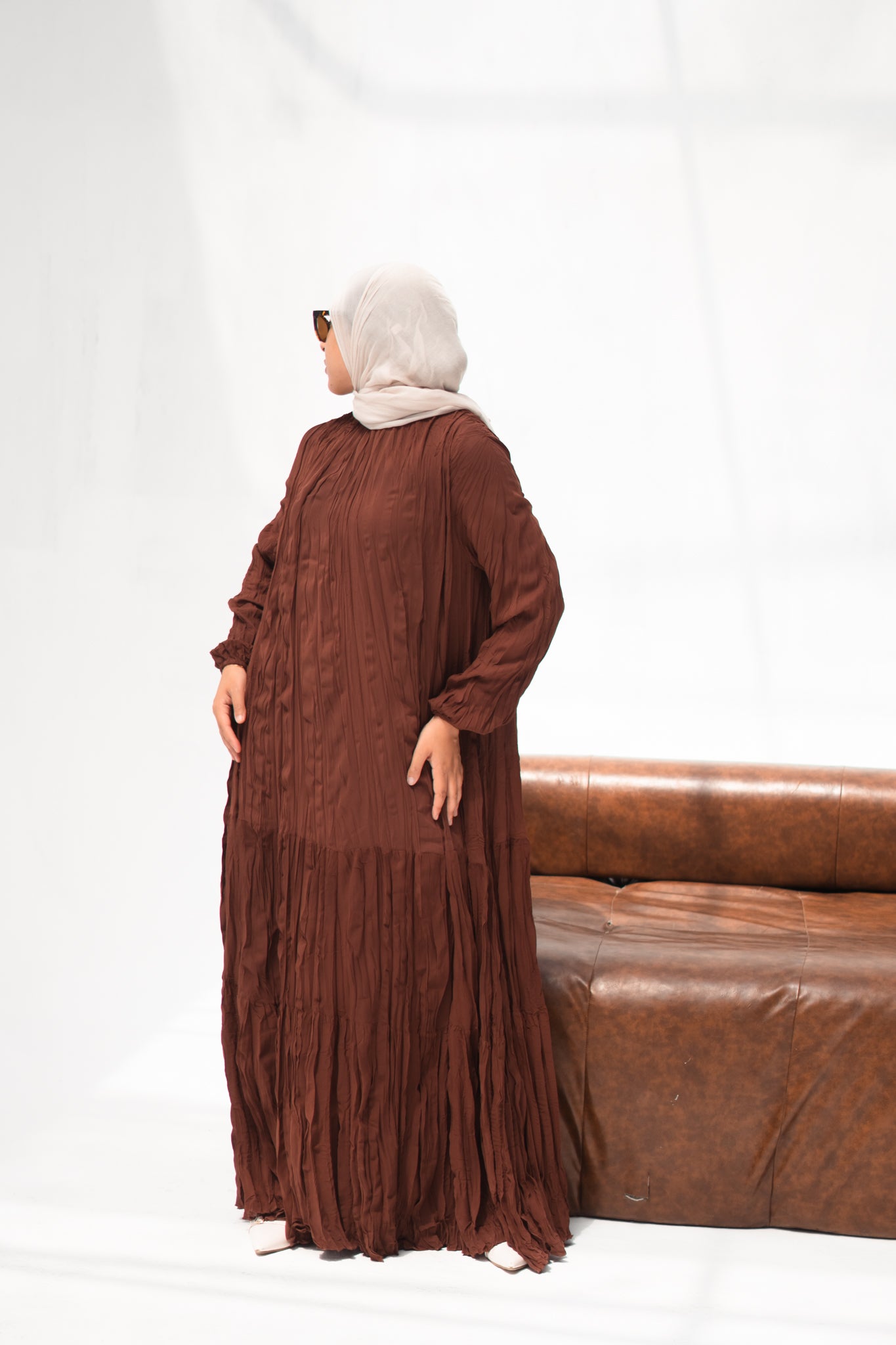 Asia Crushed Dress in Brick