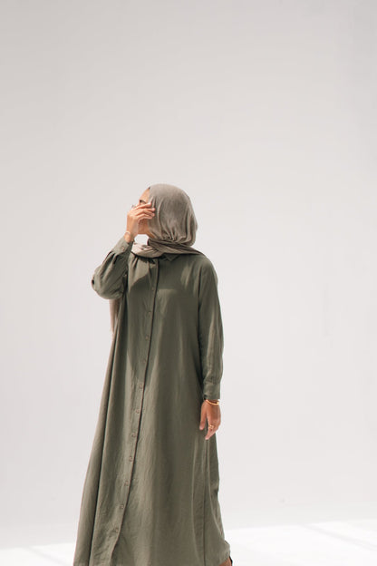 The Basic Shirt Dress in Olive