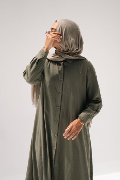 The Basic Shirt Dress in Olive