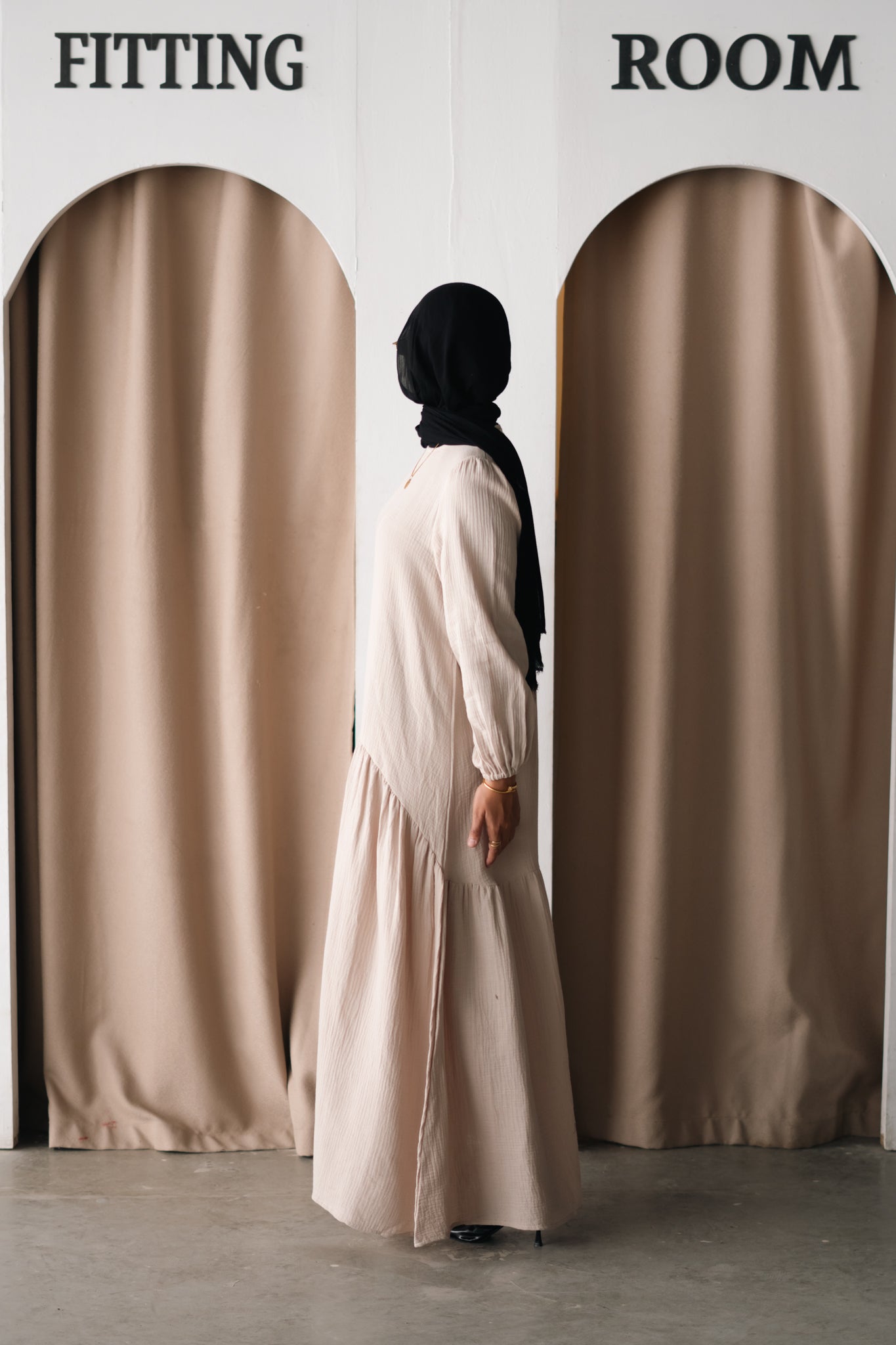 The Nyla Dress in Light Beige
