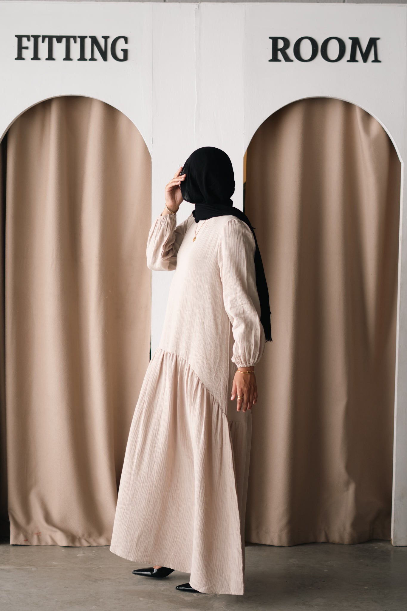 The Nyla Dress in Light Beige