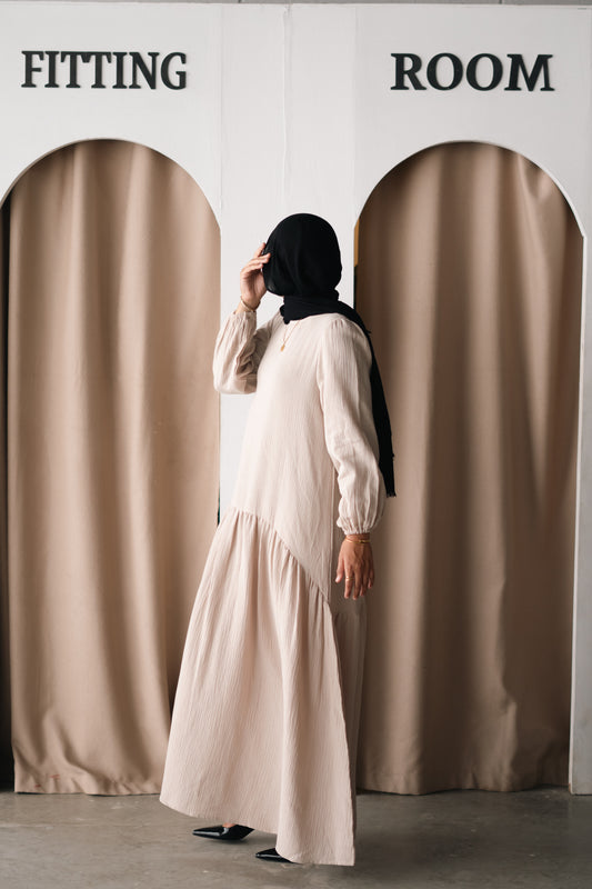 The Nyla Dress in Light Beige
