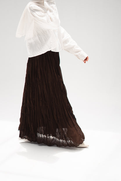 The Crushed Skirt in Brown