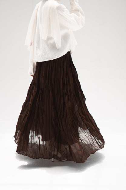 The Crushed Skirt in Brown