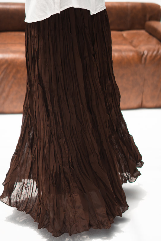 The Crushed Skirt in Brown