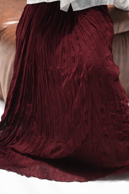 The Crushed Skirt in Burgundy