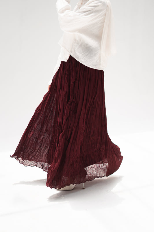 The Crushed Skirt in Burgundy