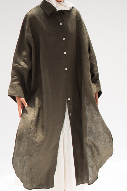 The Pure Linen Shirt in Olive