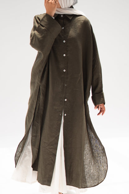 The Pure Linen Shirt in Olive