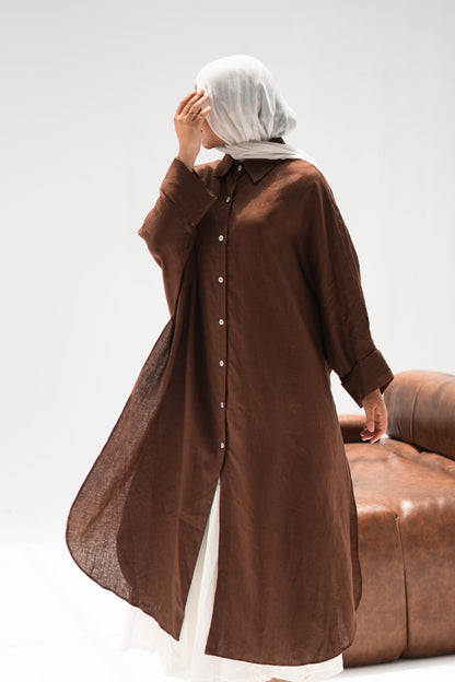 The Pure Linen Shirt in Brown