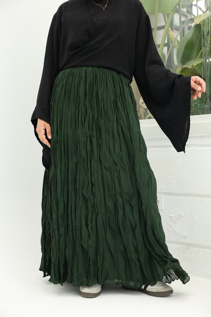 The Crushed Skirt in Olive