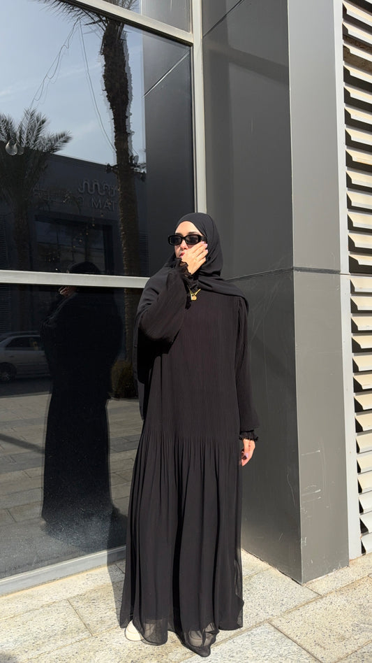 Fully Pleated Dress in Black