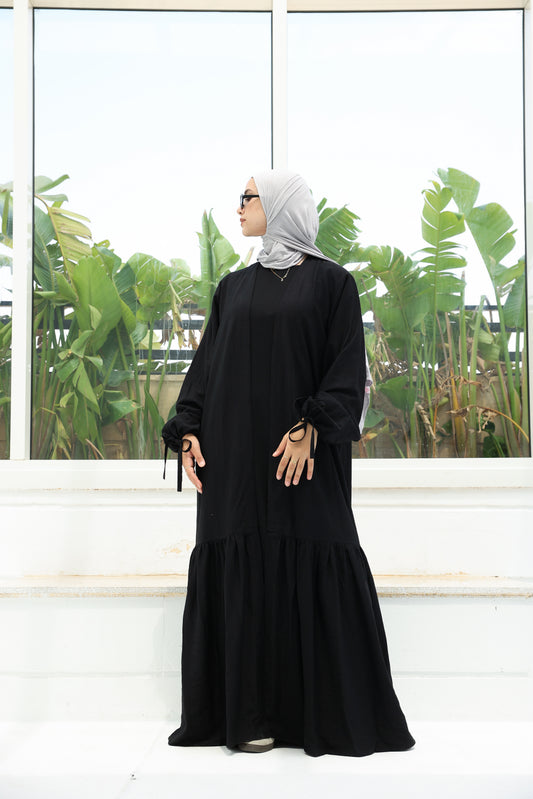 The Ruffled Cardigan in Black
