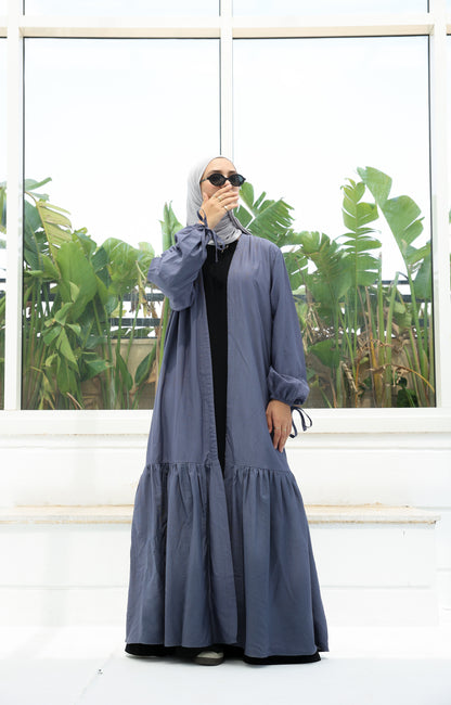 The Ruffled Cardigan in Blue