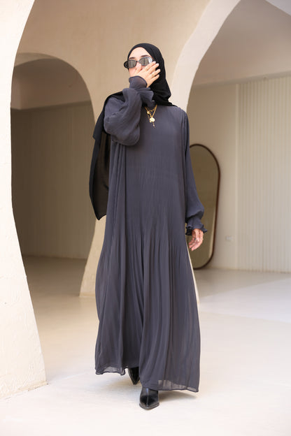 Fully Pleated Dress in Grey