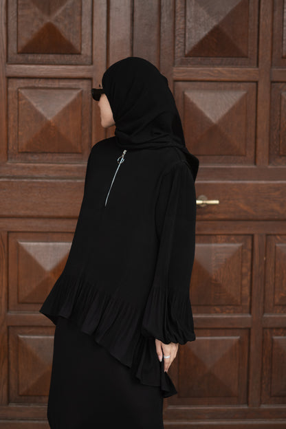 High Low Pleated Abaya