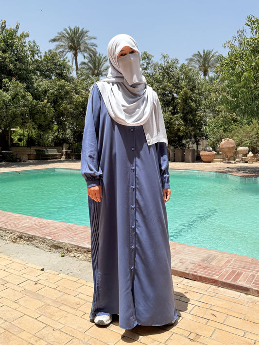 The Back pleated shirt dress in Blue