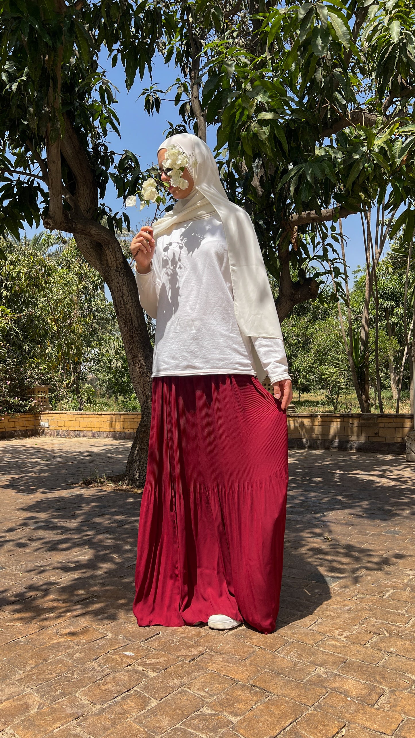 The Fully Pleated Skirts in Burgundy