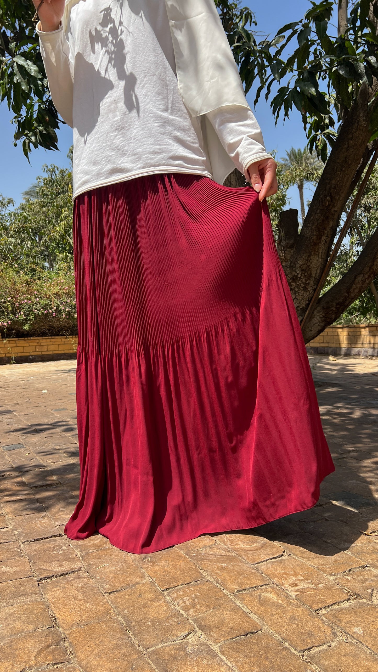 The Fully Pleated Skirts in Burgundy