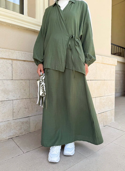 Zumra Crinkle Set in Olive