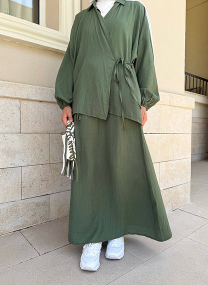 Zumra Crinkle Set in Olive