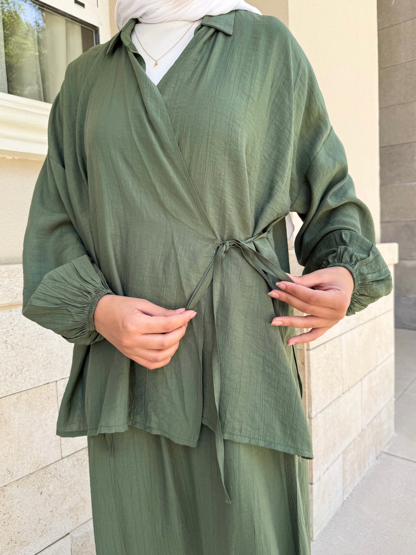 Zumra Crinkle Set in Olive