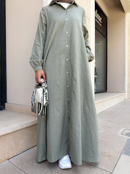 Aira Linen Shirt in Olive