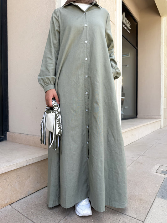 Aira Linen Shirt in Olive
