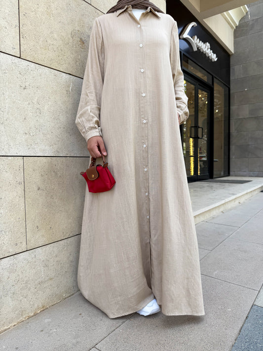 Aira Linen Shirt in Beige