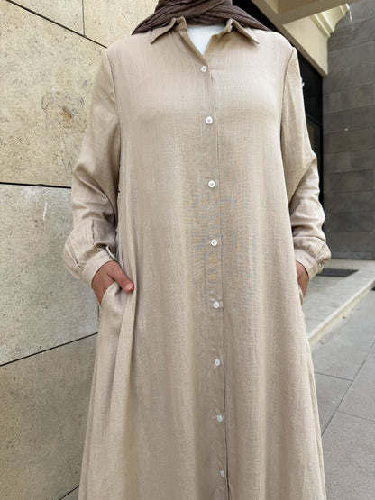Aira Linen Shirt in Beige
