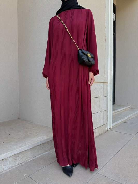 Amaia Abaya Dress in Burgundy