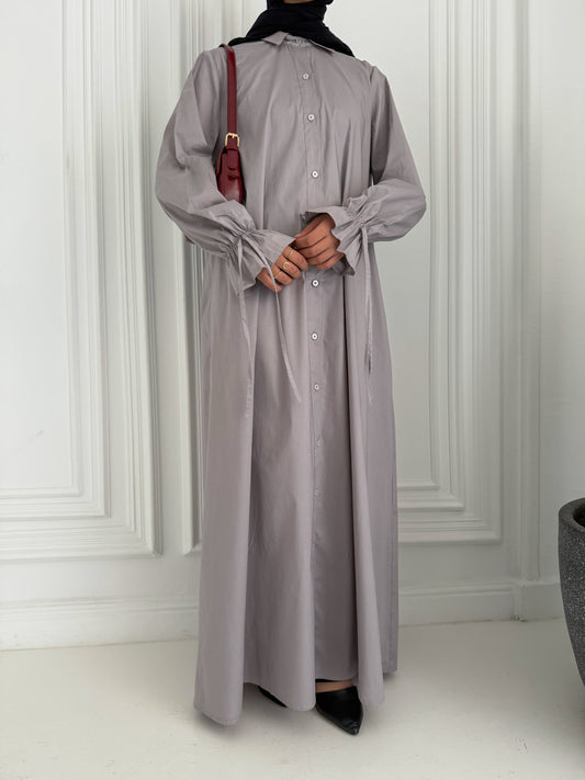 Mia Poplin Shirt Dress in Grey