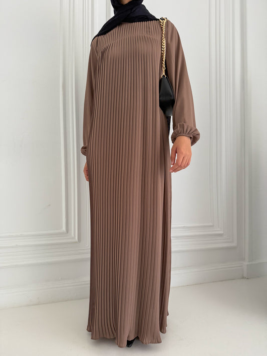 Saba Pleated Abaya in Cafe