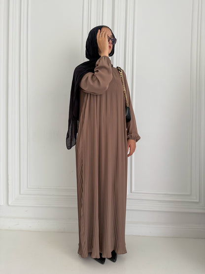 Saba Pleated Abaya in Cafe