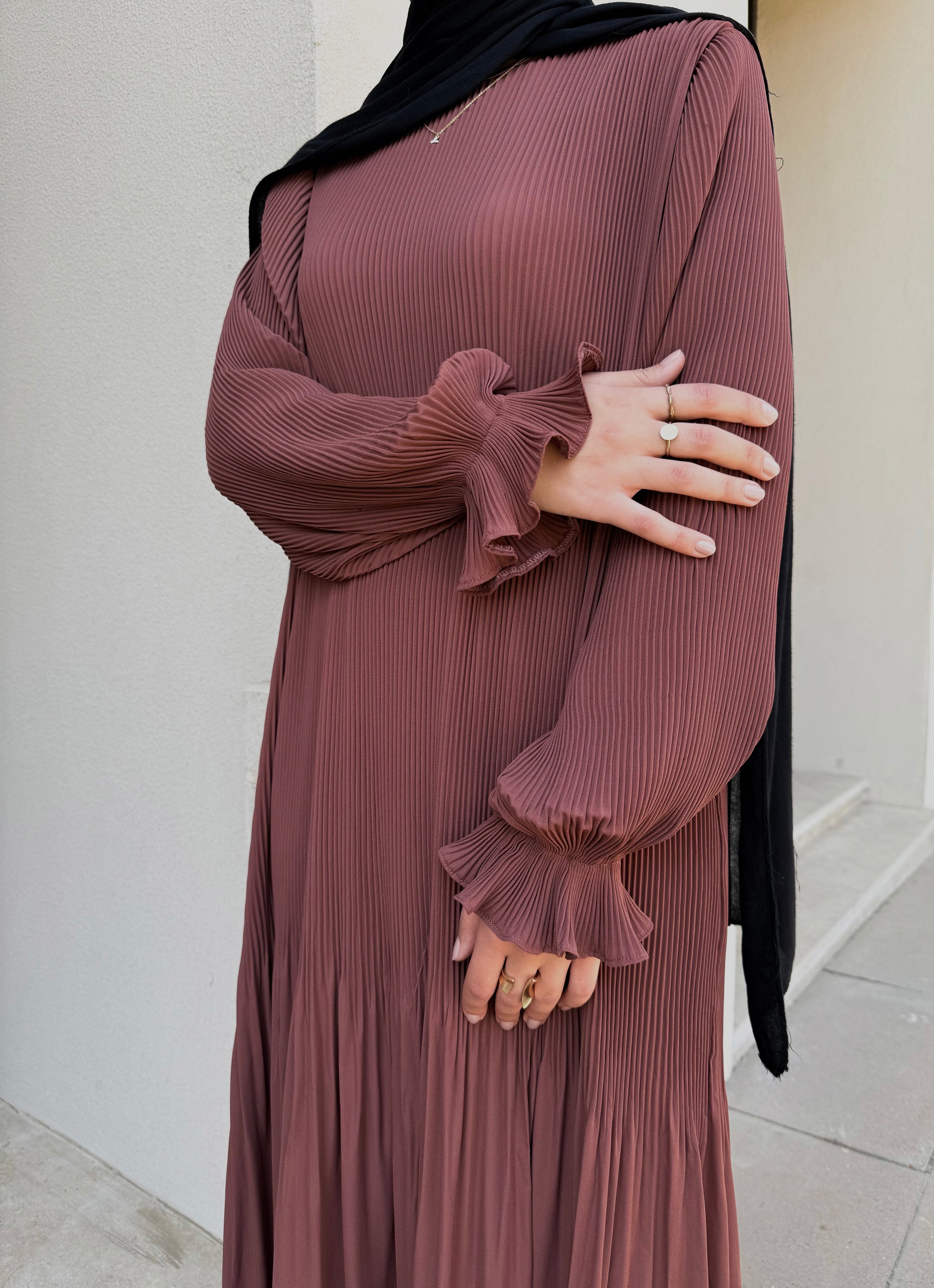 copper pleated dress Fully Pleated Dress in Copper