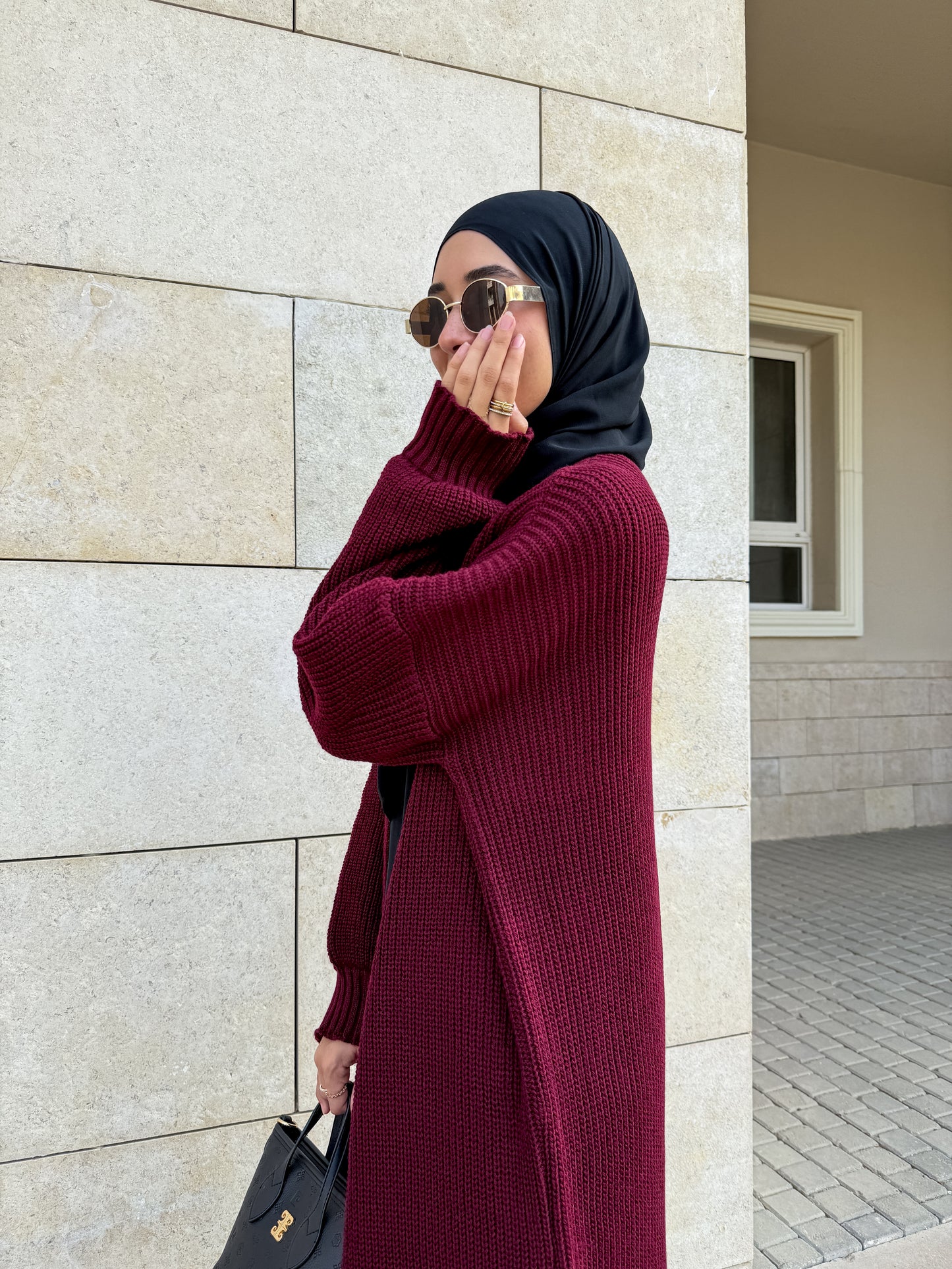 The Knitted Cardigan in Burgundy