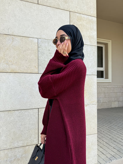 The Knitted Cardigan in Burgundy