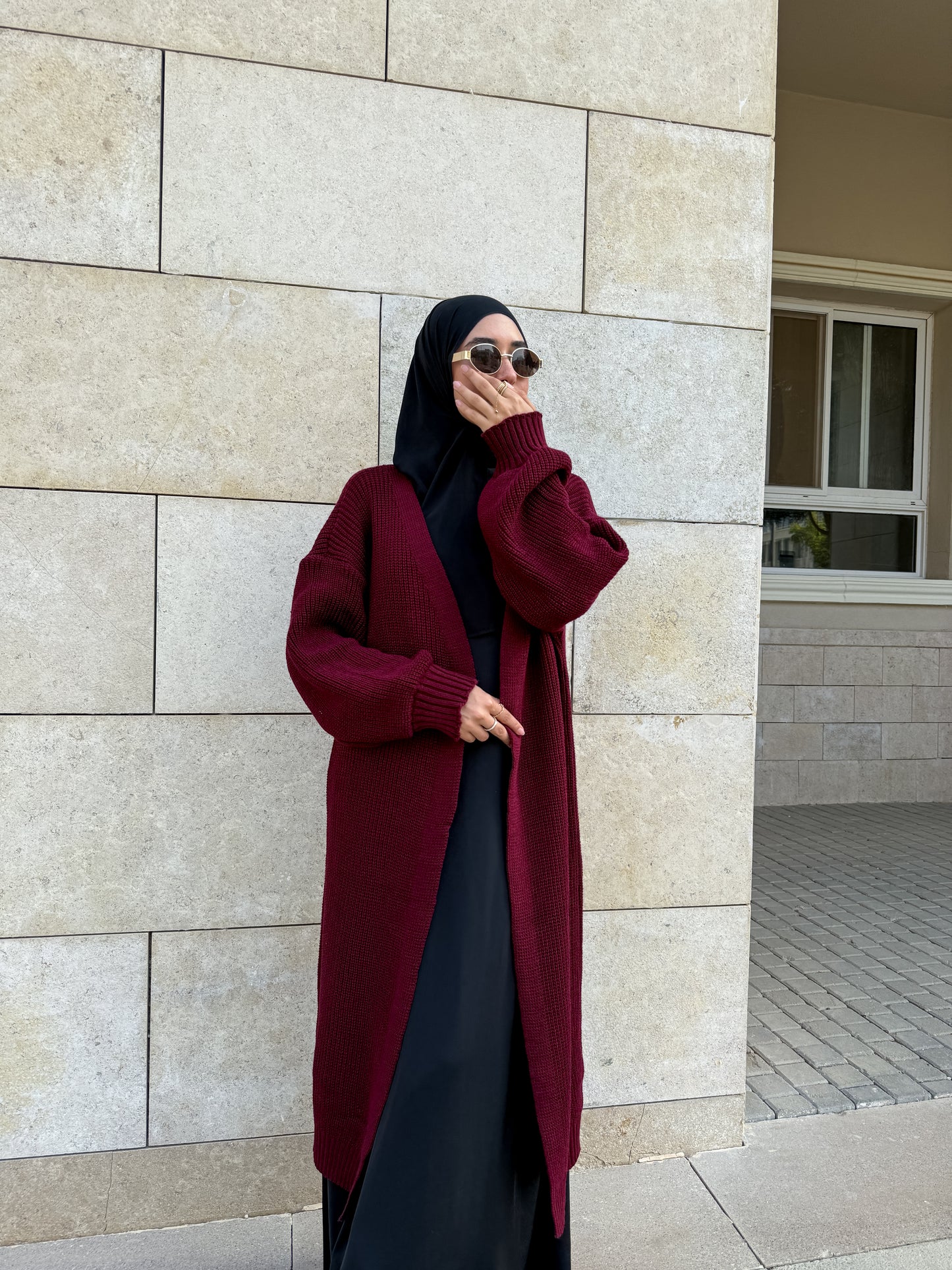 The Knitted Cardigan in Burgundy