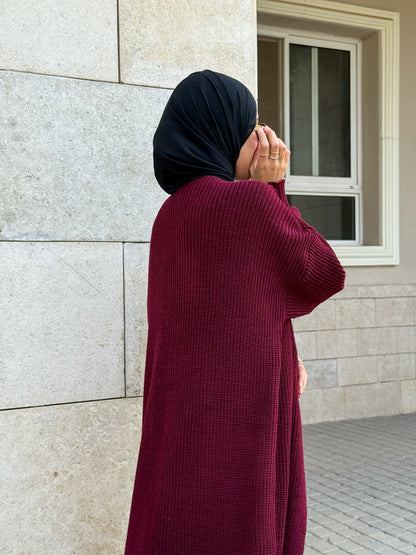 The Knitted Cardigan in Burgundy