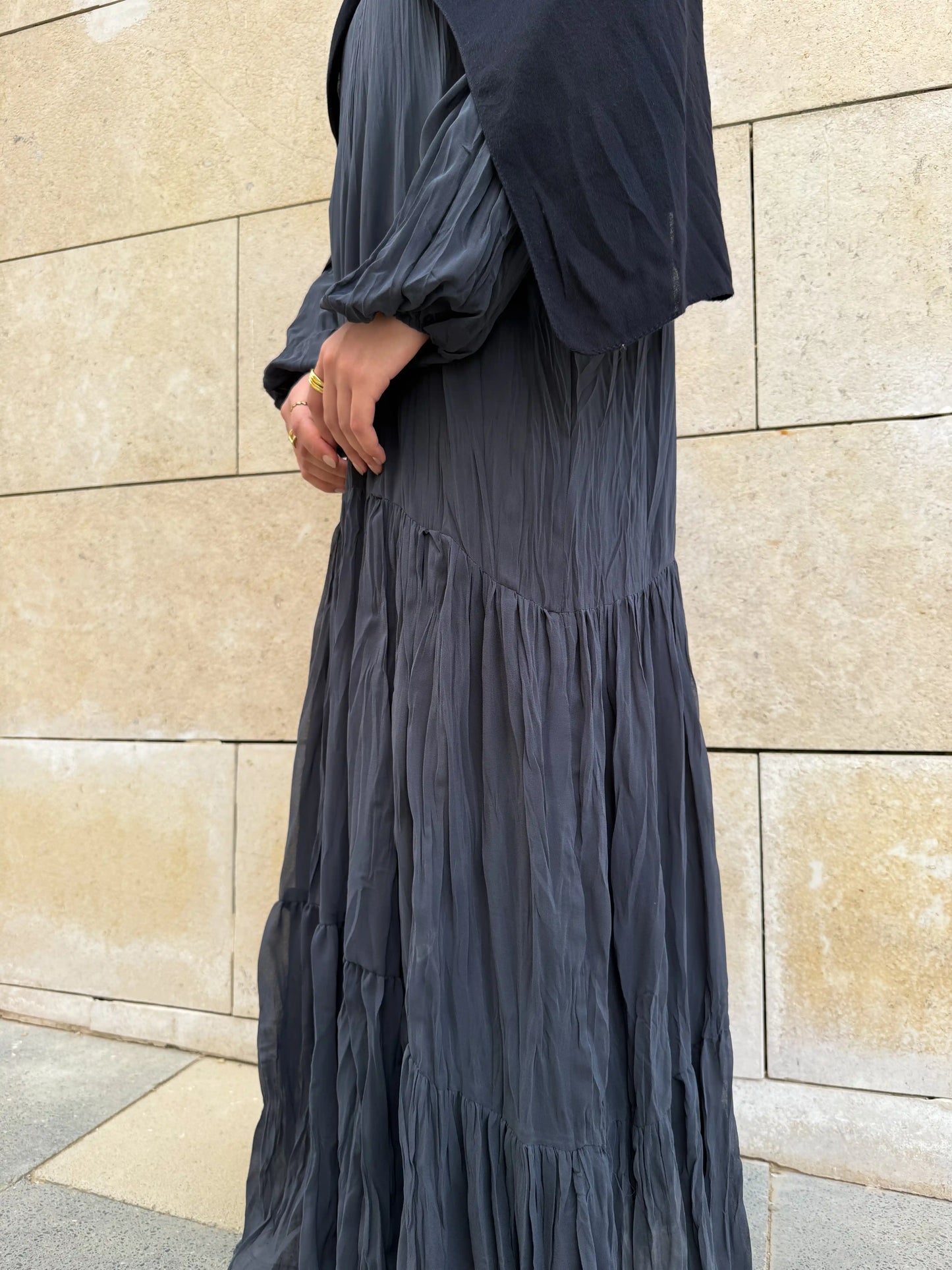 Asia Crushed Grey Dress